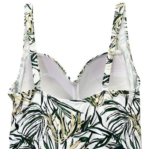 NWT Nip Tuck Swim One Piece Swimsuit Size 8 Green Tropical Palm Ruched Tummy NEW - Picture 6 of 15